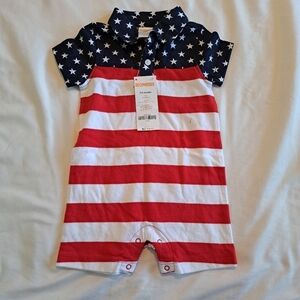 Gymboree boys 3-6 months romper stars & stripes 4th of July NWT